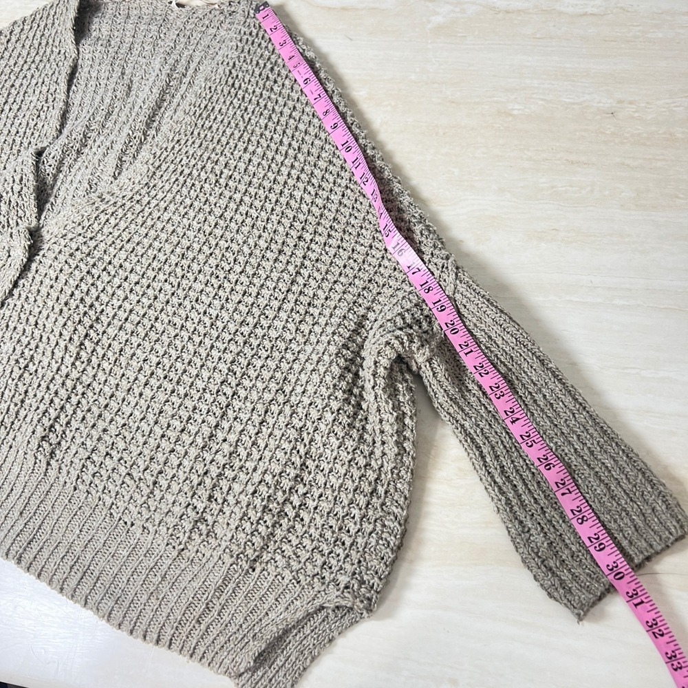 Free People Chunky Knit Oversized Cardigan Taupe Wool Angora Batwing Sweater L - Picture 8 of 10